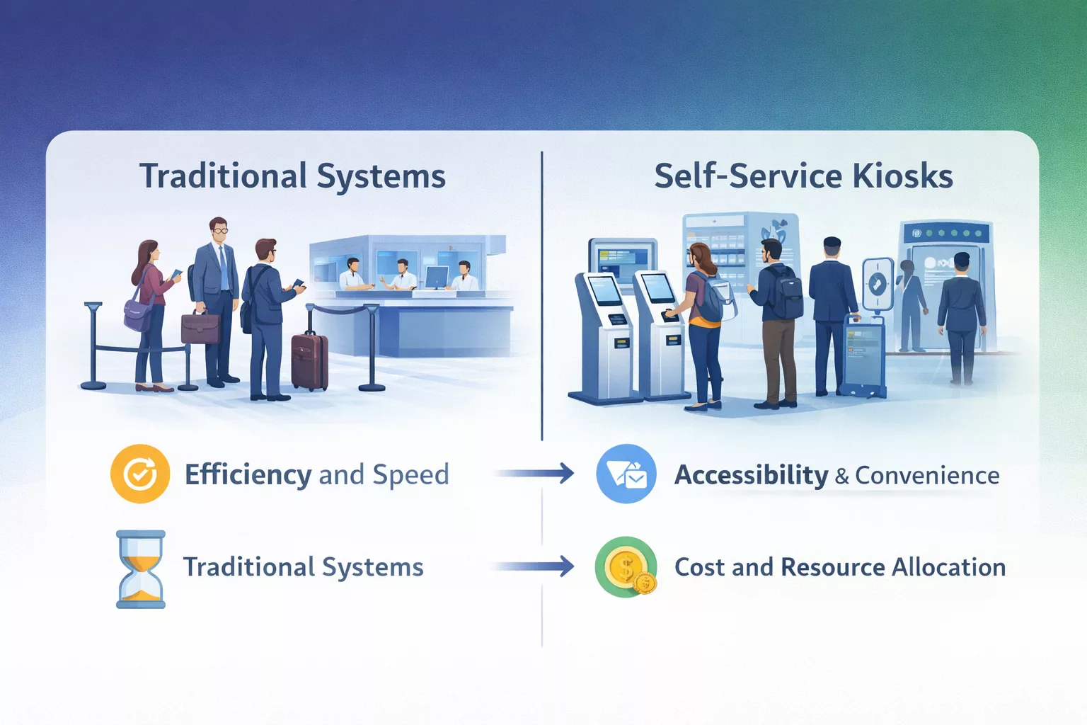 Traditional Systems vs. Self-Service Airport Kiosks Traditional Systems vs. Self-Service Airport Kiosks